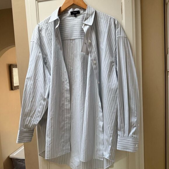 NEW Theory Oversized Cotton Poplin Blouse Medium - Picture 3 of 6